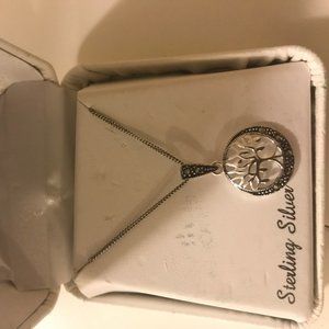 Sterling Silver Marcasite Tree Necklace